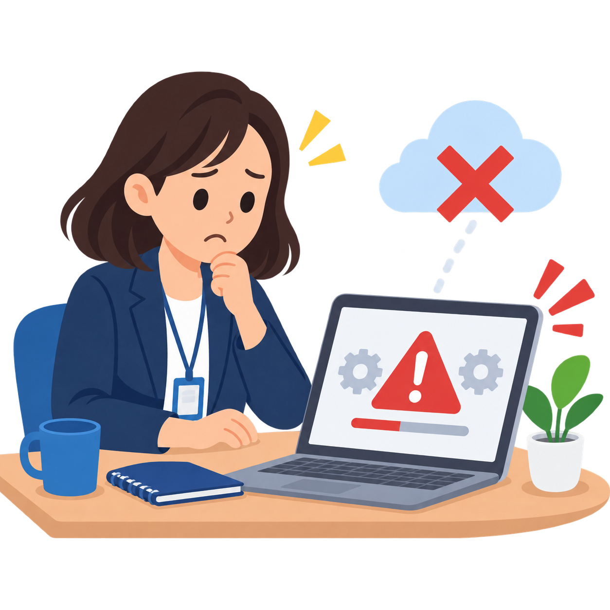Illustration of a company system showing an error
